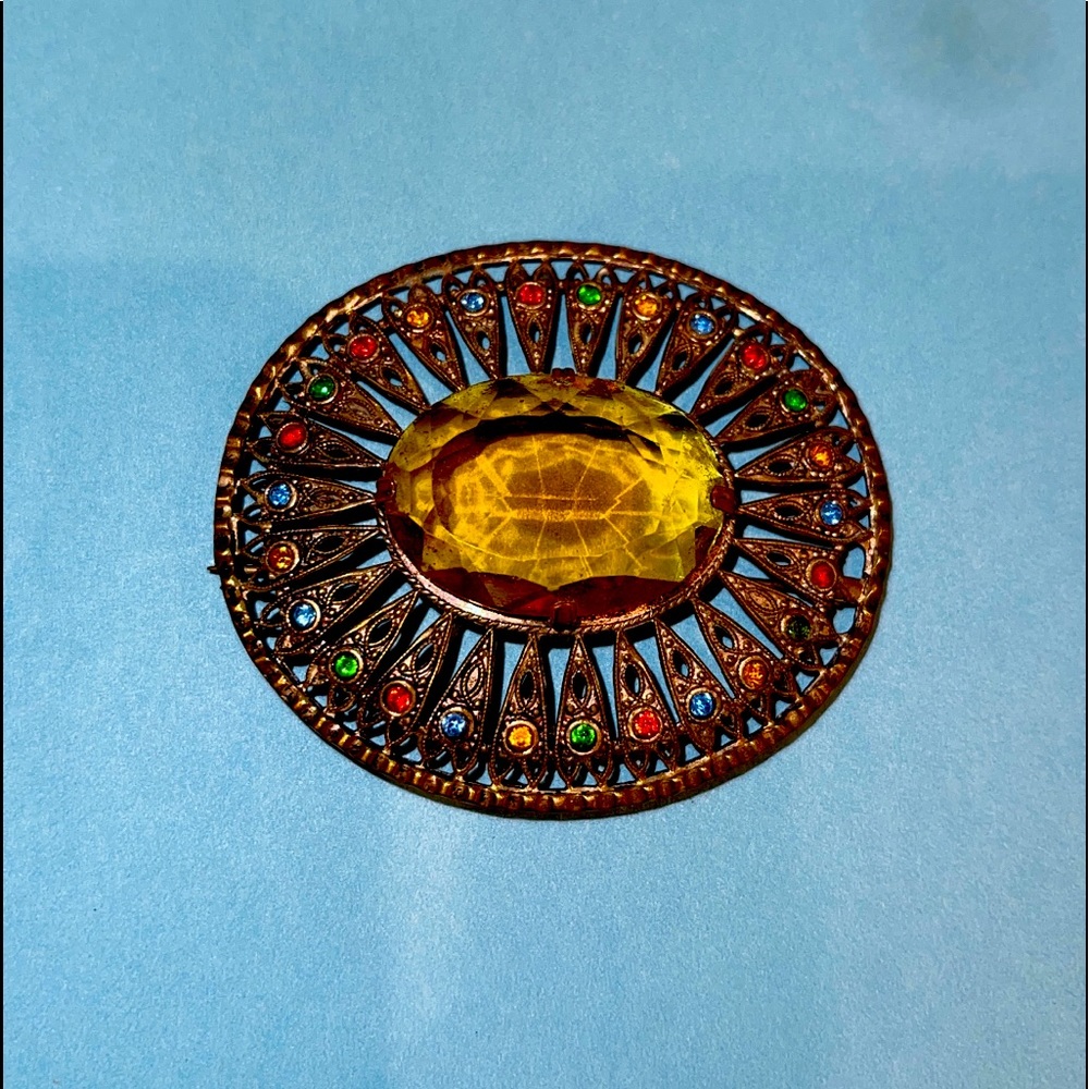 Beautiful vintage multi stone pin
